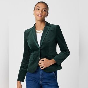 NWT J. Crew Forest Green velvet schoolboy blazer Sz L preppy jacket career